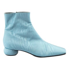 ELLERY Blue Moire Square Toe Ankle Boots Size IT 39
