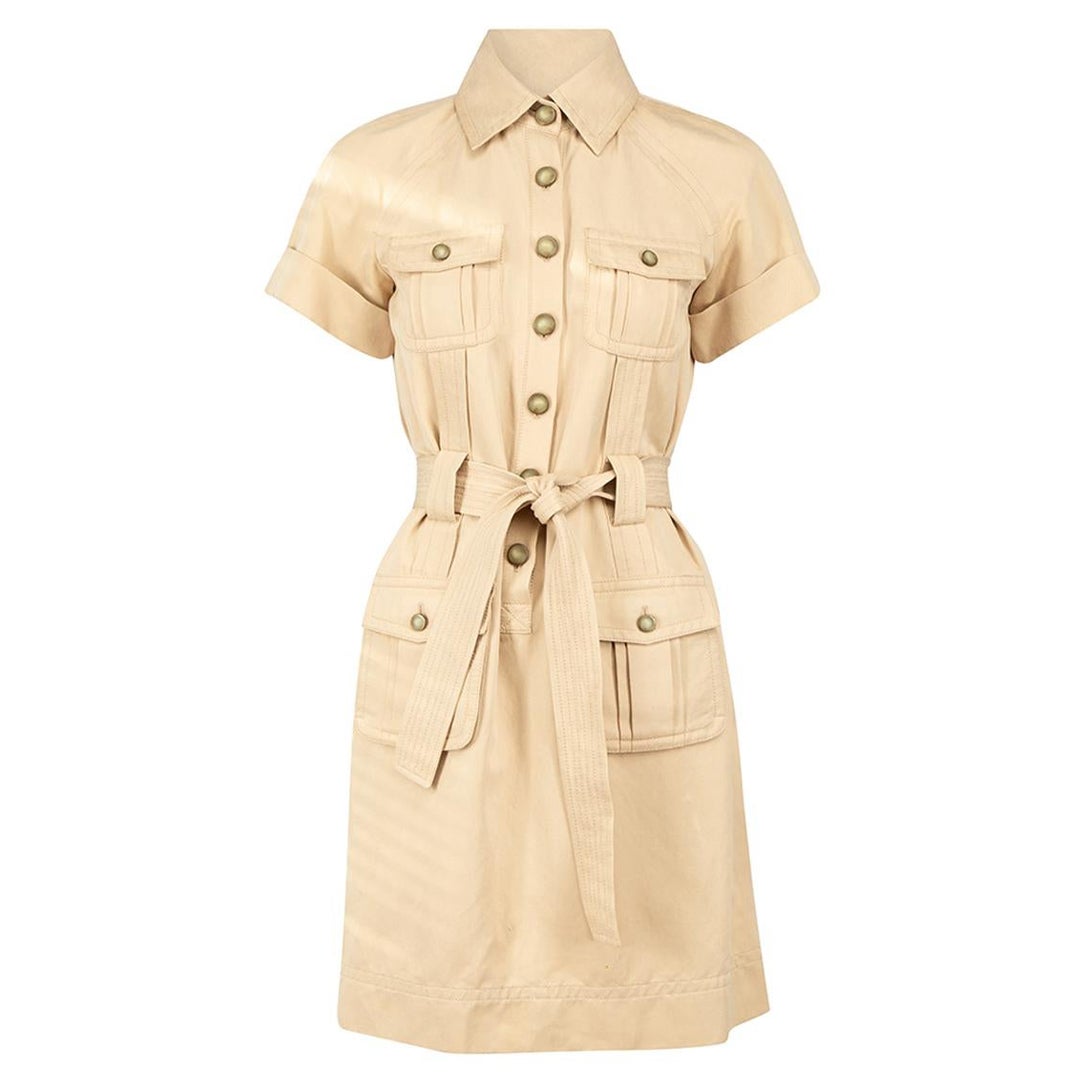 Diane Von Furstenberg Beige Utility Mini Dress Size M