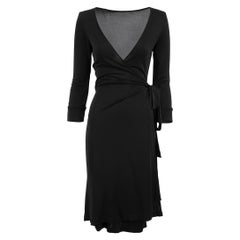 Used Diane Von Furstenberg Black Wrap Dress Size XS
