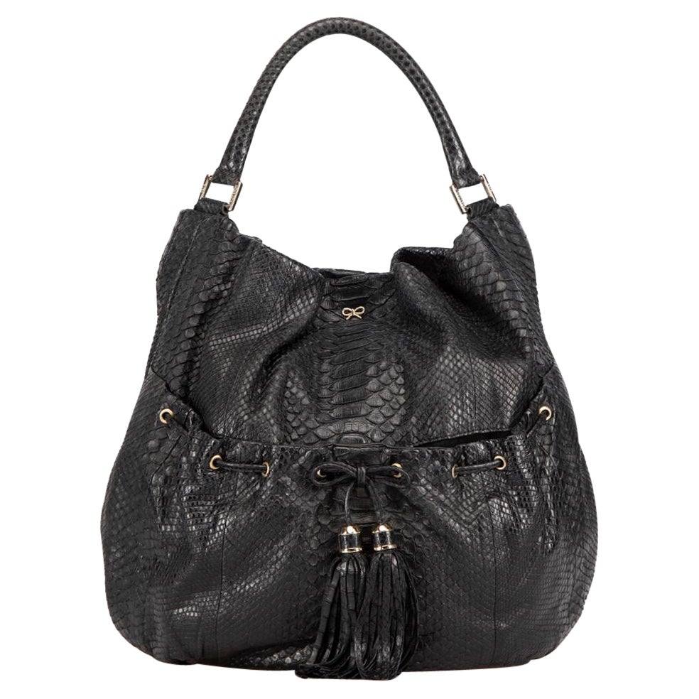 Anya Hindmarch Black Python Leather Tote For Sale