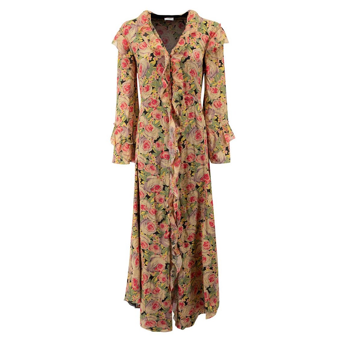 Vilshenko Floral Ruffle Detail Maxi Dress Size S For Sale