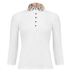 Burberry Burberry Brit White Cotton Nova Check Collar Sweatshirt Size XS