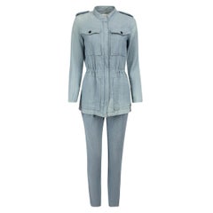 Paul & Joe Blue Cotton Striped Pattern Jacket & Trouser Set Size S