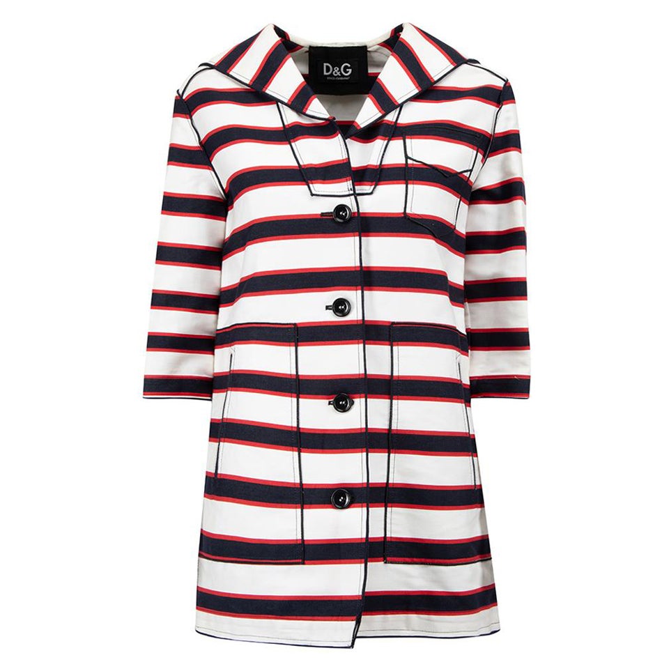 Dolce & Gabbana D&G Striped Nautical Coat Size XS For Sale