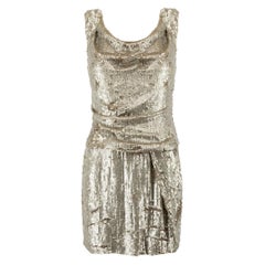 Parker Metallic Sequinned Drape Mini Dress Size S