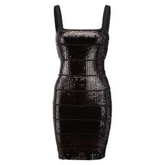 BCBG Max Azria Schwarzes Pailletten Bandage Minikleid Größe S