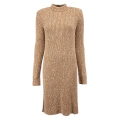 Celine Brown Marl Knitted Midi Dress Size S