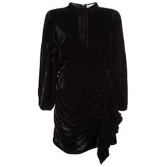 Rhode Black Velvet Keyhole Ruched Mini Dress Size L