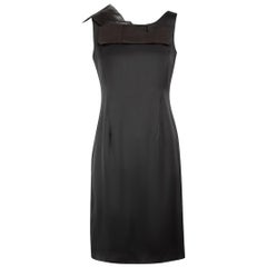 Emporio Armani Black Silk Bow Detail Fitted Dress Size M