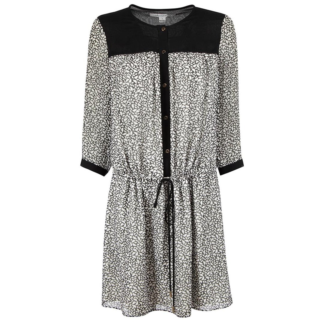 Diane Von Furstenberg Abstract Silk Button Mini Dress Size M For Sale