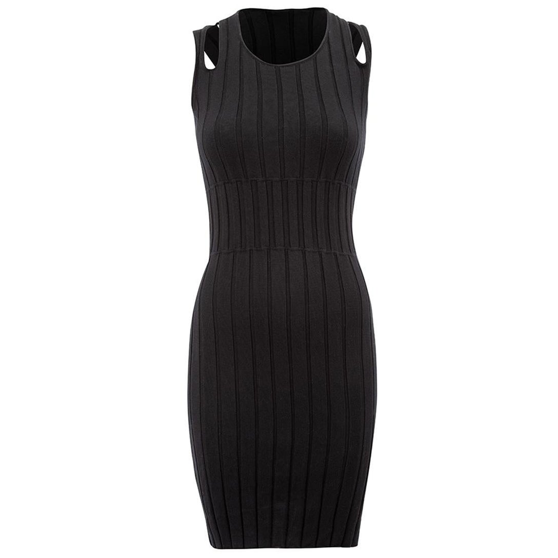 Fendi Black Rib Knit Mini Dress Size XS For Sale