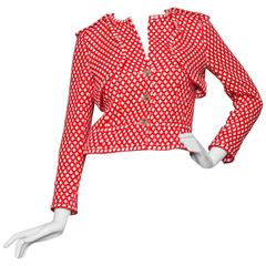An Incredible  Red & White Cropped Chanel Blazer