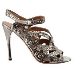 Alaïa Silver Leather Studded Sandals Size IT 39