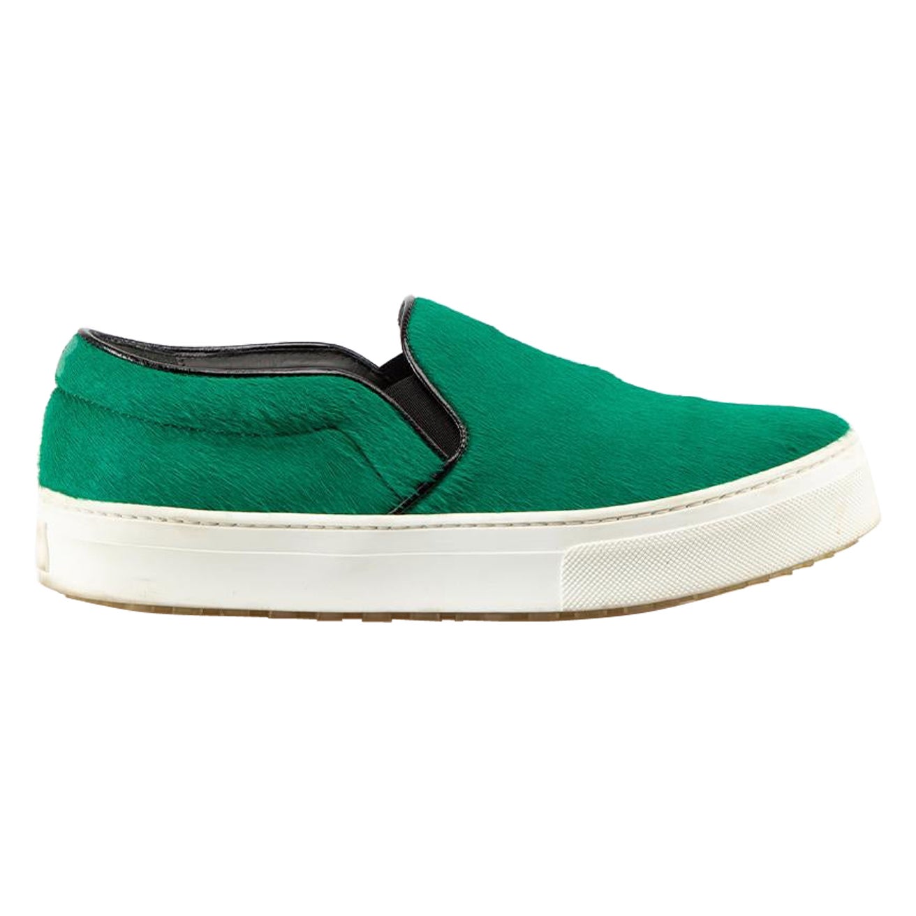 Celine Green Pony Hair Slip On Trainers Size IT 37.5 For Sale