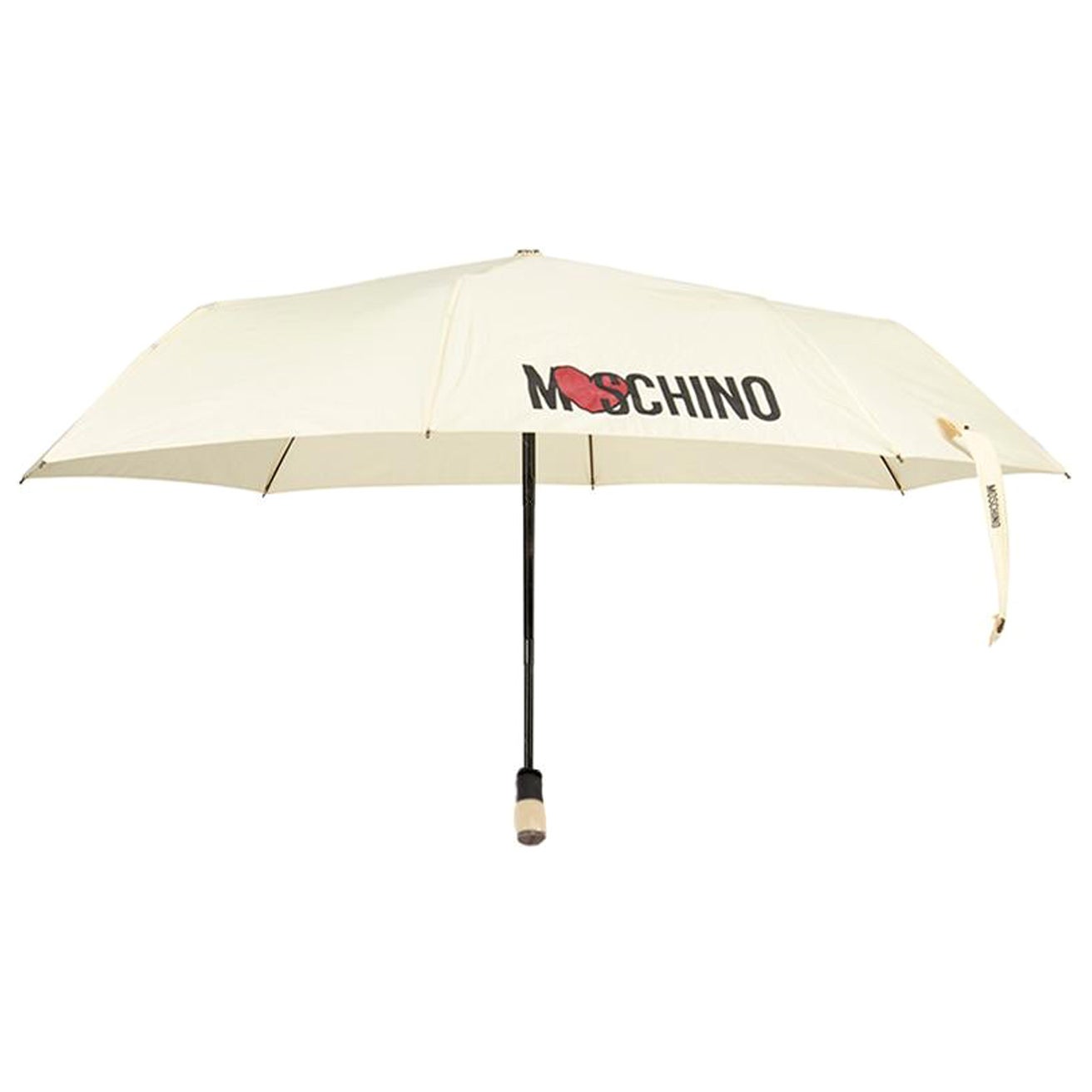 Moschino Yellow Logo Print Button Retract Umbrella