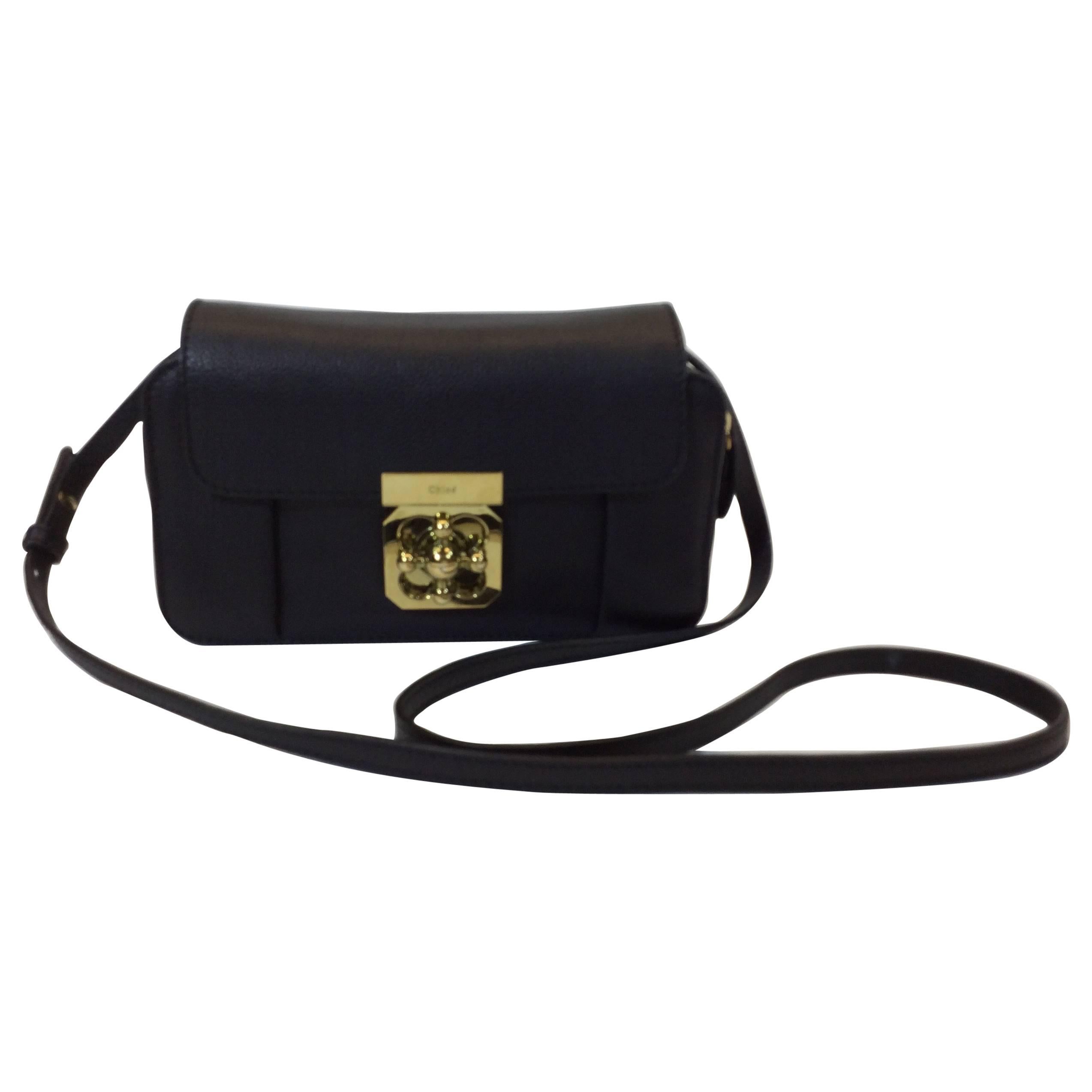 Chloe Black Leather Mini Elsie Crossbody Trousse Bag