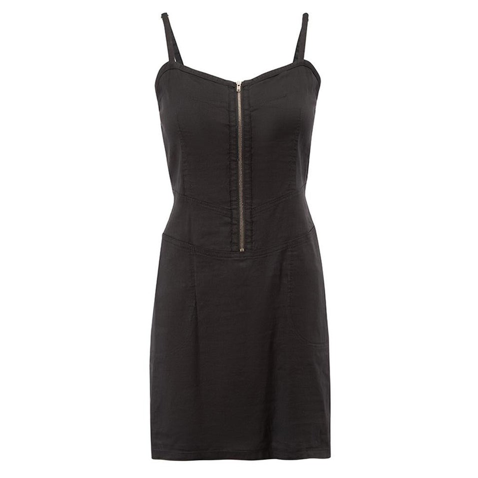 Theory Black Front Zip Sleeveless Mini Dress Size XS For Sale