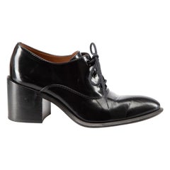 Celine Black Leather Lace Up Heeled Oxford Shoes Size IT 37.5