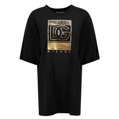 Dolce & Gabbana Black Cotton Gold Realt√† Parallela Print T-Shirt Size S