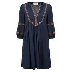 ba&sh Navy Embroidery Detail Mini Dress Size XS