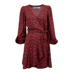 Iro Red and Black Leopard Print Mini Dress Size S