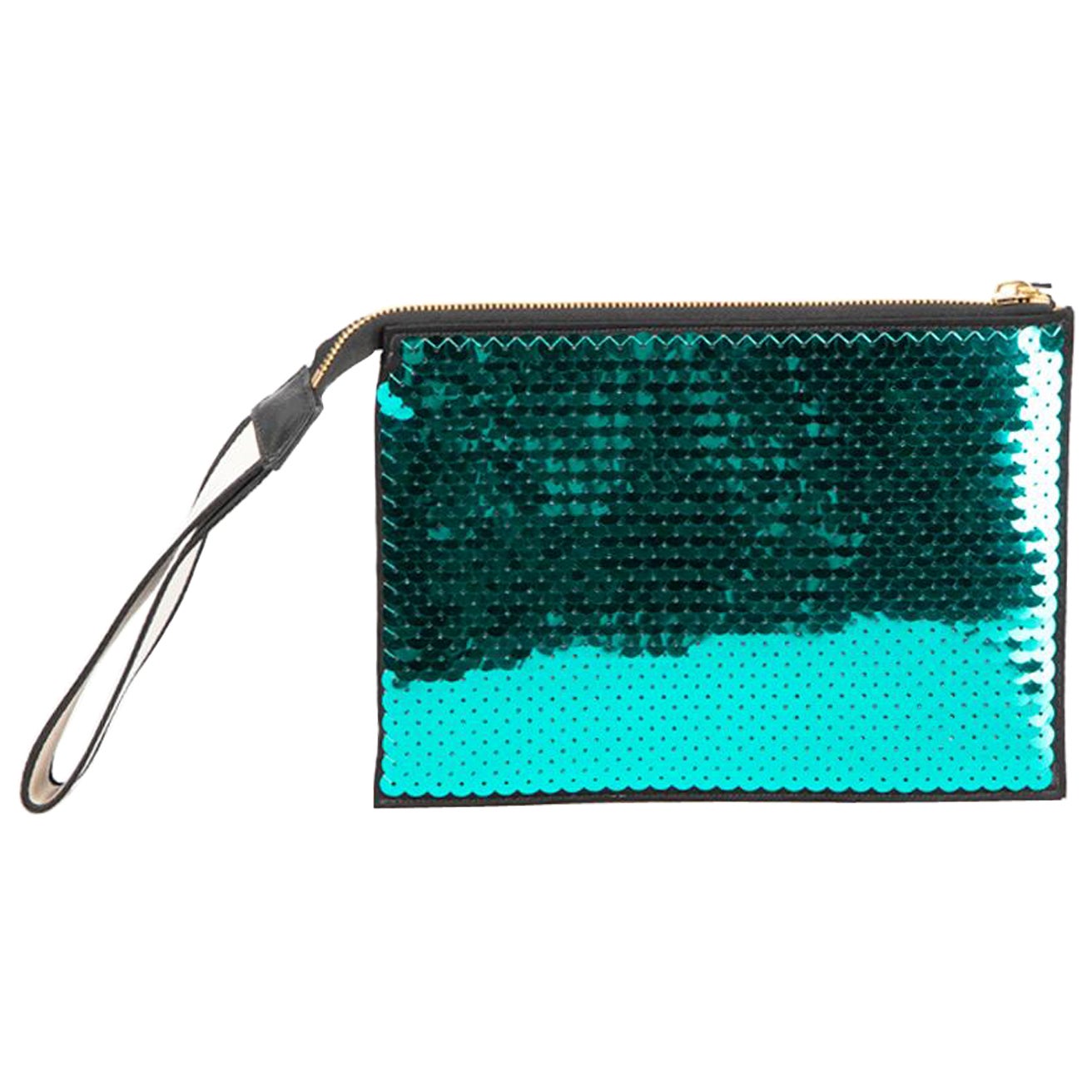 N°21 Blue & Green Sequin Clutch For Sale