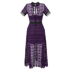 Self-Portrait Purple Lace Short Sleeve Midi Dress Size S