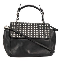 Marni Black Leather Woven Top Handle Bag