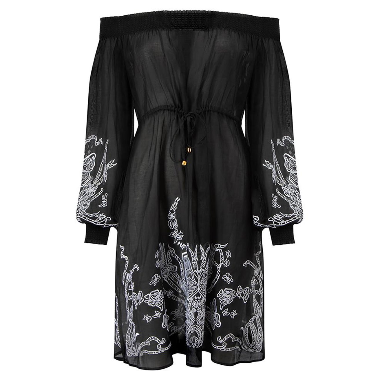 Emilio Pucci Black Embroidered Sheer Mini Dress Size M For Sale