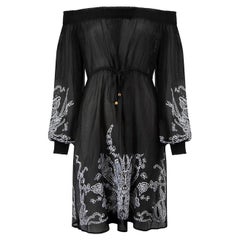 Used Emilio Pucci Black Embroidered Sheer Mini Dress Size M