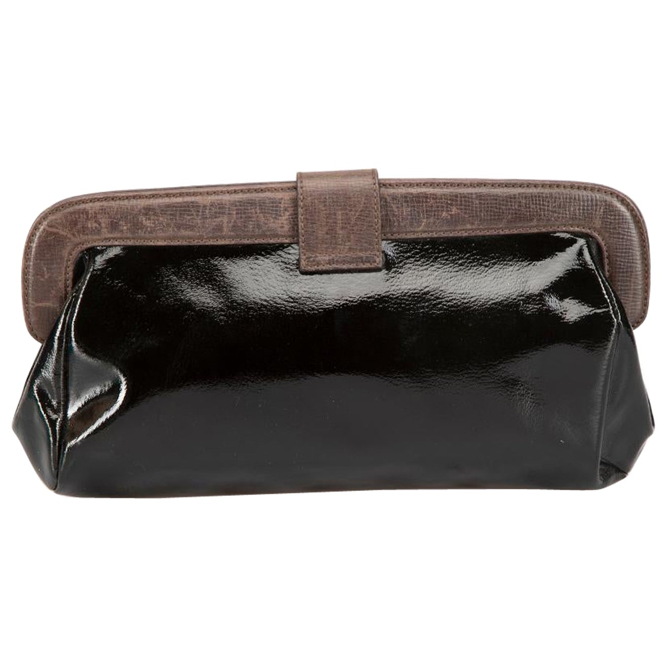 Marni Black Patent Leather Clutch For Sale