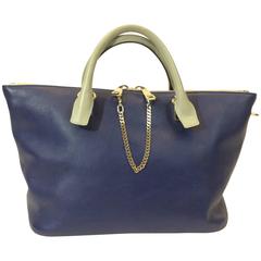 Chloe Baylee Small Leather Two Tone Navy/Blue Tote