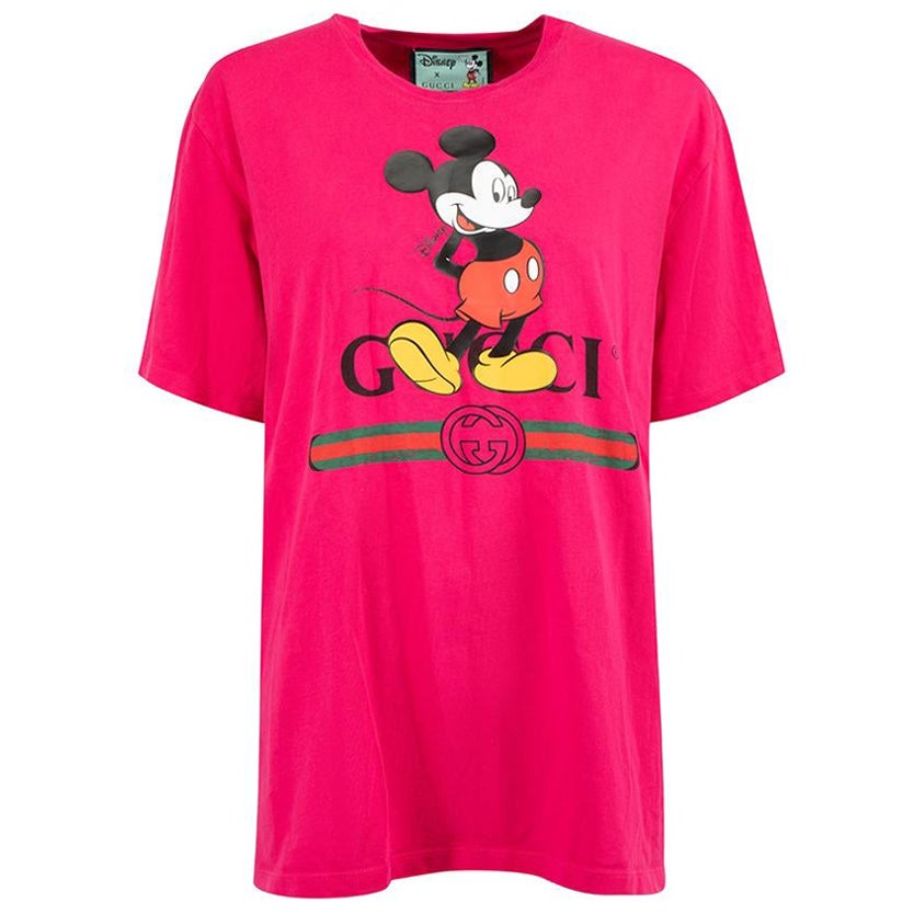 Gucci Disney x Gucci Hot Pink Mickey Mouse Oversized T-Shirt Size XS For Sale