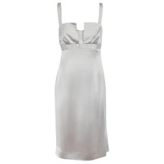 Amanda Wakeley Silver Silk Embroidered Dress Size XL