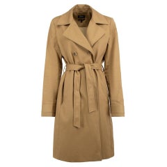 A.P.C. Camel Ribbed Belted Double-Breasted Coat Size L