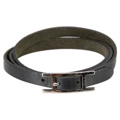 Hermès Black Leather Hapi 3 Wrap Bracelet