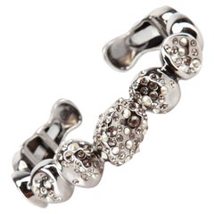 Alexis Bittar Silver Embellished Pebble Cuff Bracelet