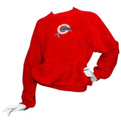 1980s Hermès Red Terrycloth Novelty Sweater 