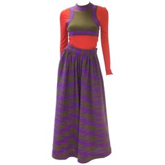 Vintage 1960s Rudi Gernreich Red-Purple-Olive Graphic Top and Culottes Set