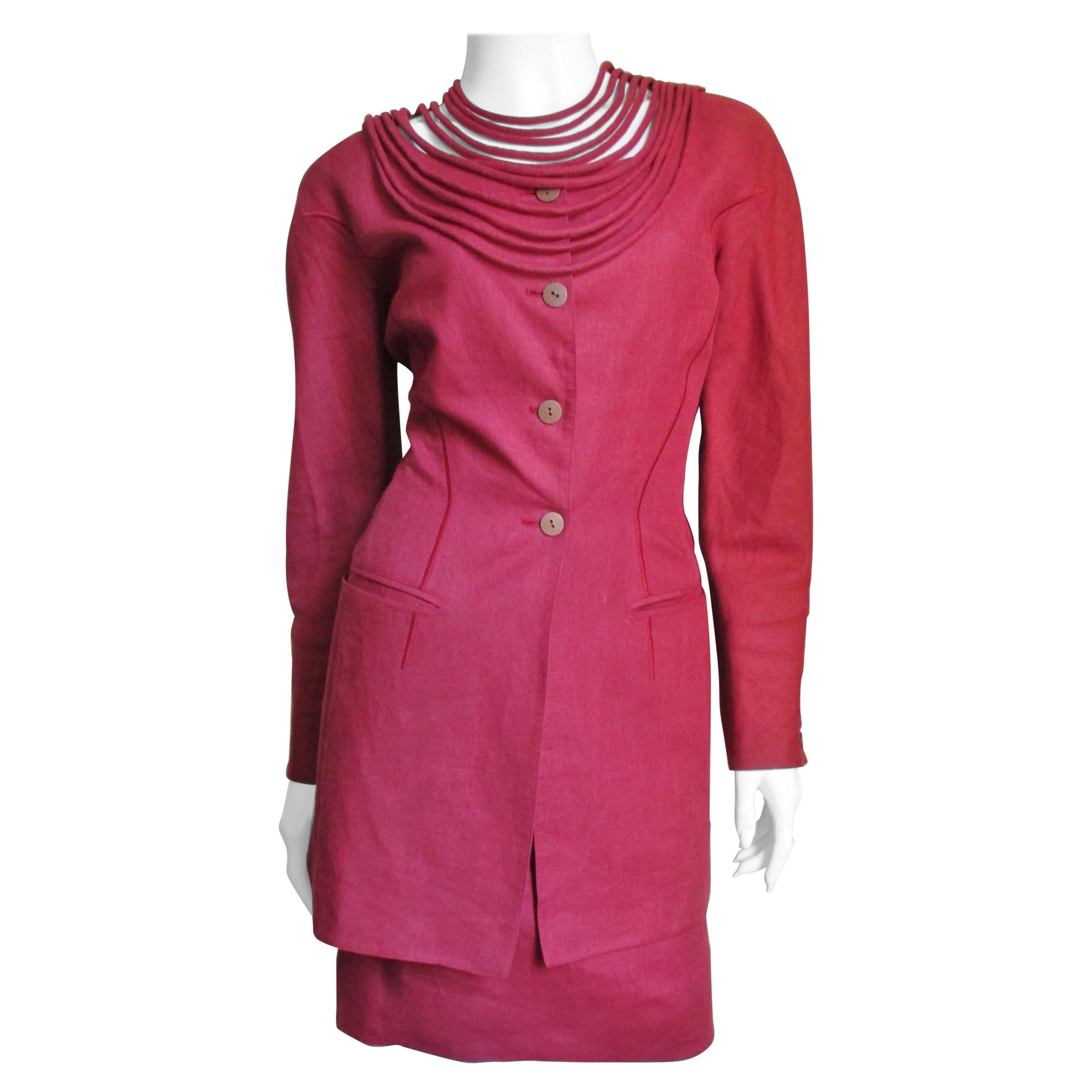 Claude Montana Linen Skirt Suit 1980s