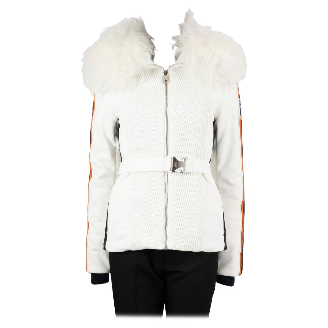 CHLOE x FUSALP white 2021 BELTED FUR TRIM QUILTED SKI Jacket 40 M