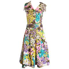 Tori Richard 1960s Flower Printed Vintage Hawaiian 60s / 70s Belted Shirt Dress 6