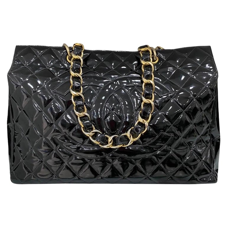 CHANEL Grand Shopping Quilted Caviar Leather GST Tote Bag Black