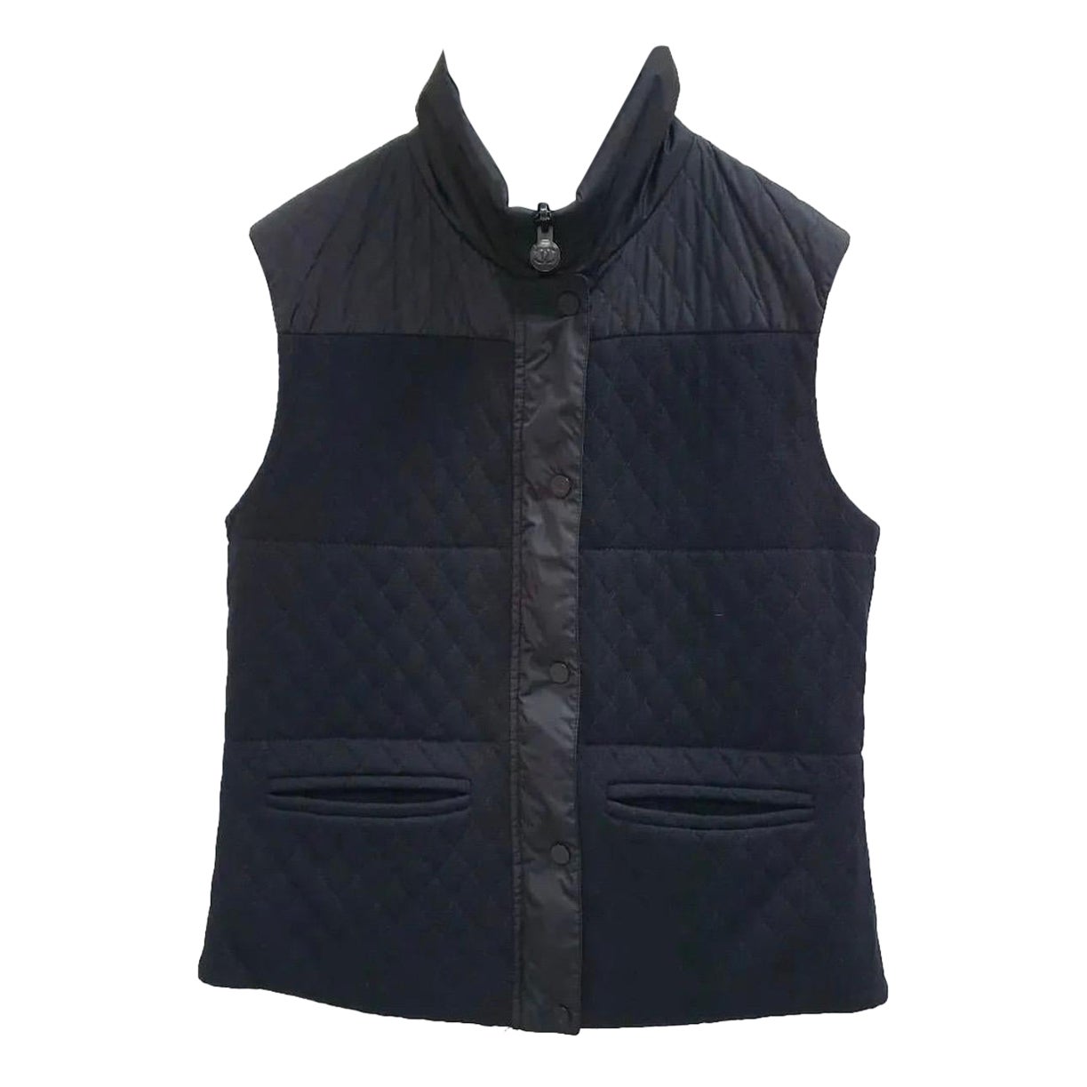 Chanel Black Wool Sleevless Vest Jacket  For Sale