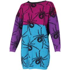 Circa 1984 Betsey Johnson Color Block Spider Print Sweater 