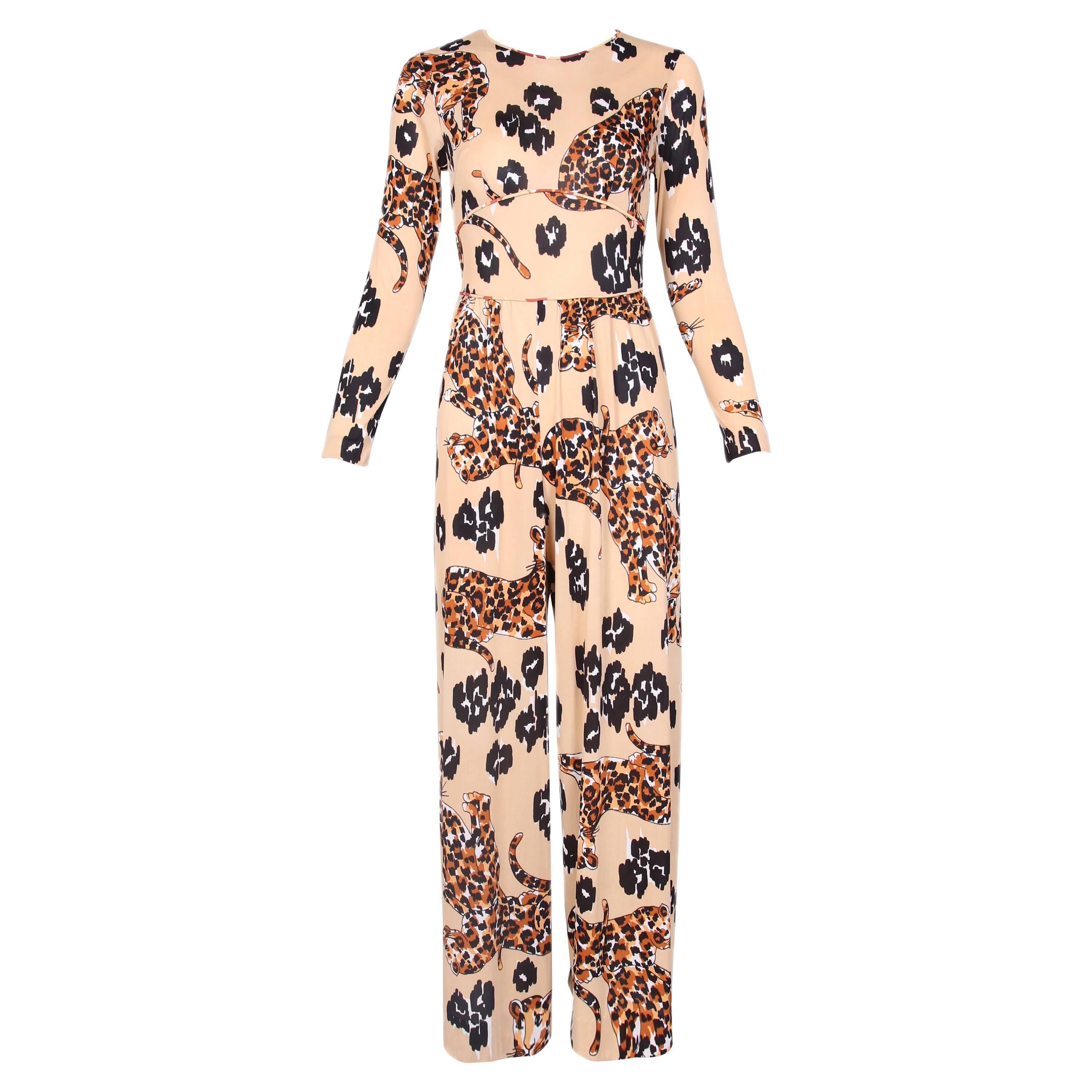 1970's Leopard Print Jersey Jumpsuit