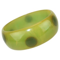 Green Dot Confetti Style Bakelite Bangle Bracelet, 1940's