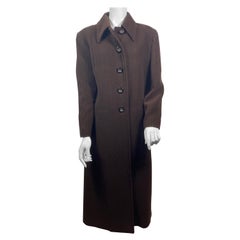 Valentino Boutique 1990’s Retro Brown Wool Long Coat - Size 10