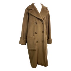Valentino Boutique 1990 Double Breasted Tan Cashmere Oversized Coat - Size 10