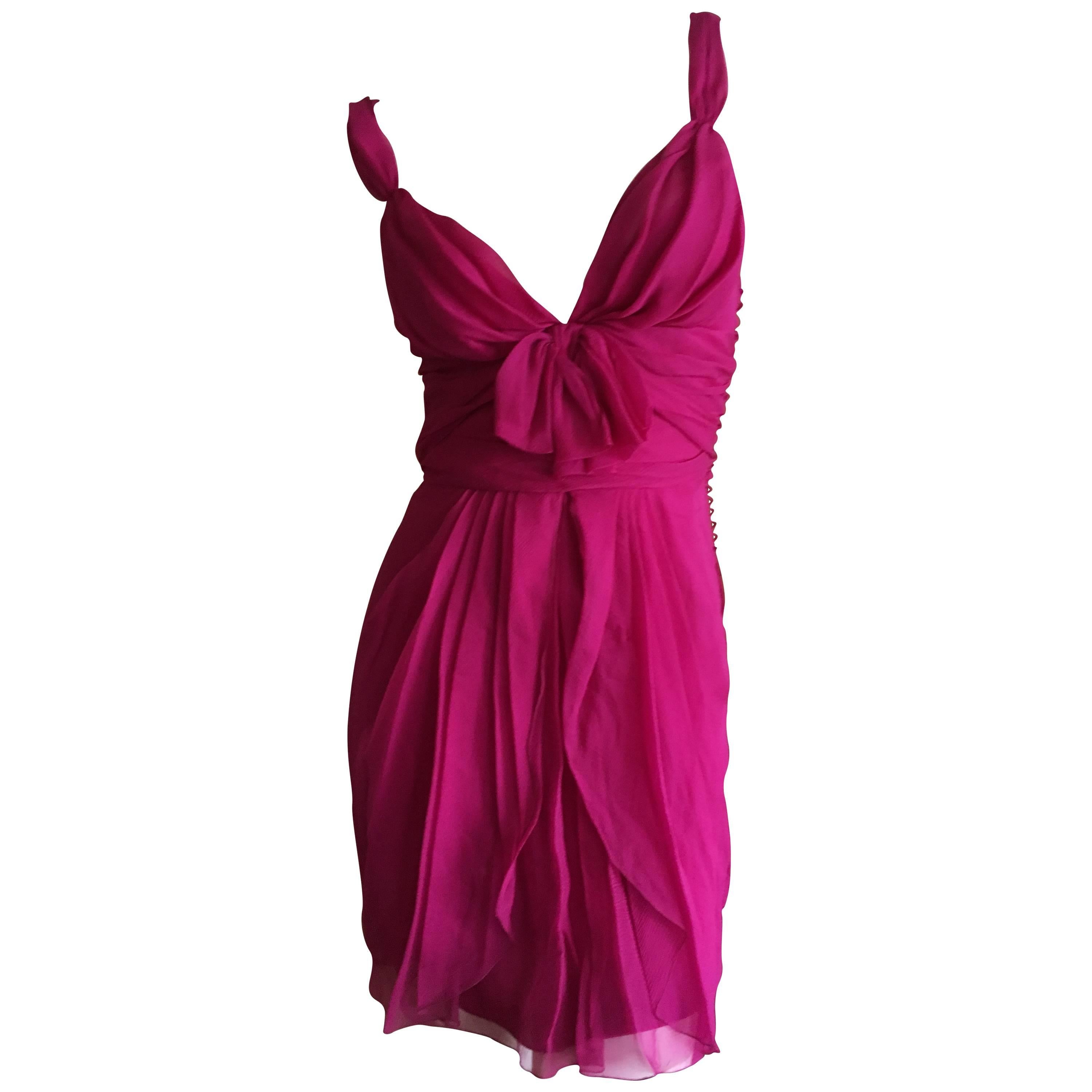 Christian Dior by John Galliano Raspberry Silk Chiffon Tunic or Mini Dress For Sale